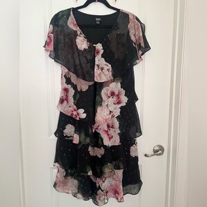 Size 16 layered floral dress V neck line.